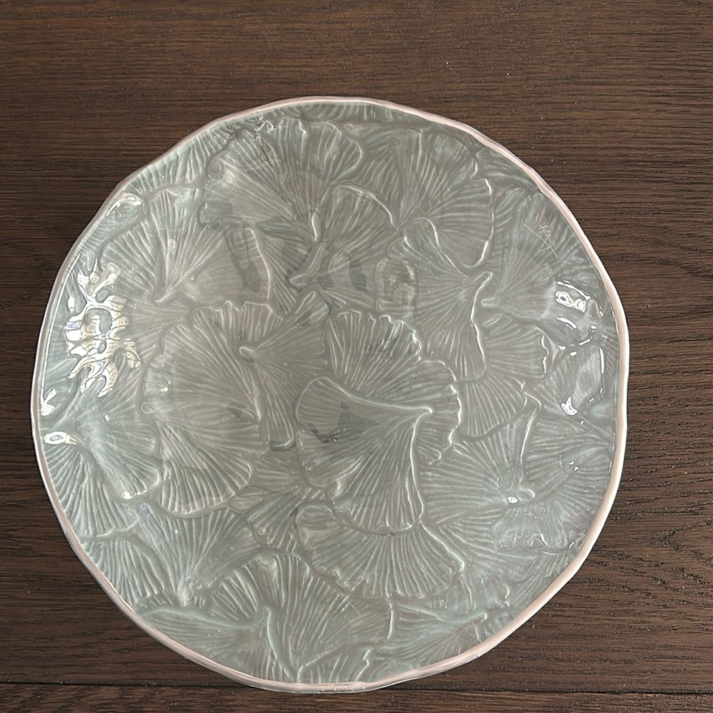 Michael Aram Gingko Forest Leaf Imprint Botanical Serving Bowl 11”